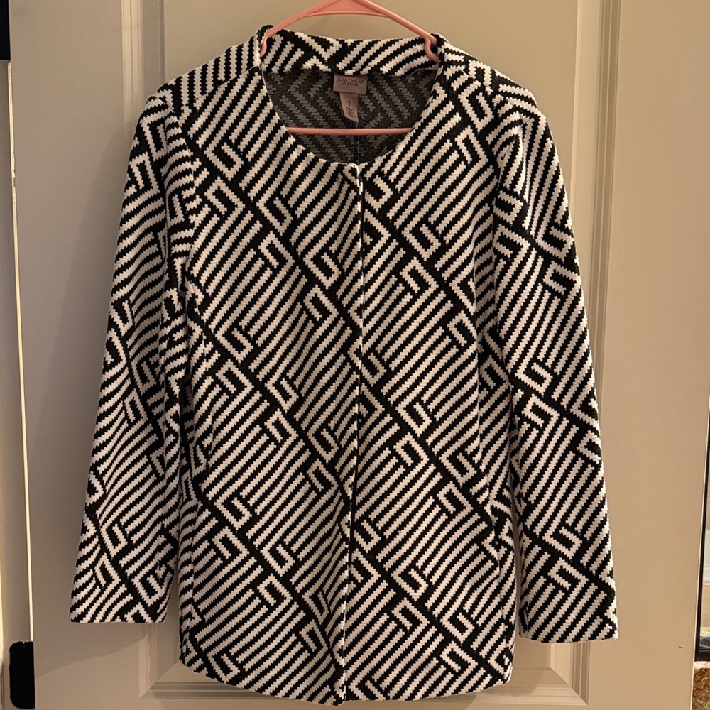 Chico’s Black and White Geometric Patterned Jacket - image 1